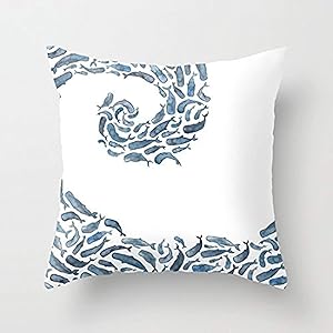 Whale Wave Home Decor Pillow Cover for Girls Throw Pillowcase Dorm Room Decor Throw Pillows for Couch 20x20 Inch