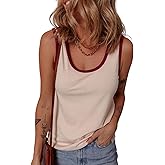 Dokotoo Womens Tank Tops 2025 Crewneck Ribbed Colorblock Casual Summer Tops Basic Sleeveless Shirts