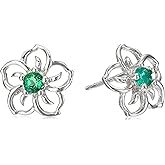 Amazon Collection Sterling Silver Sky Flower Stud Earrings