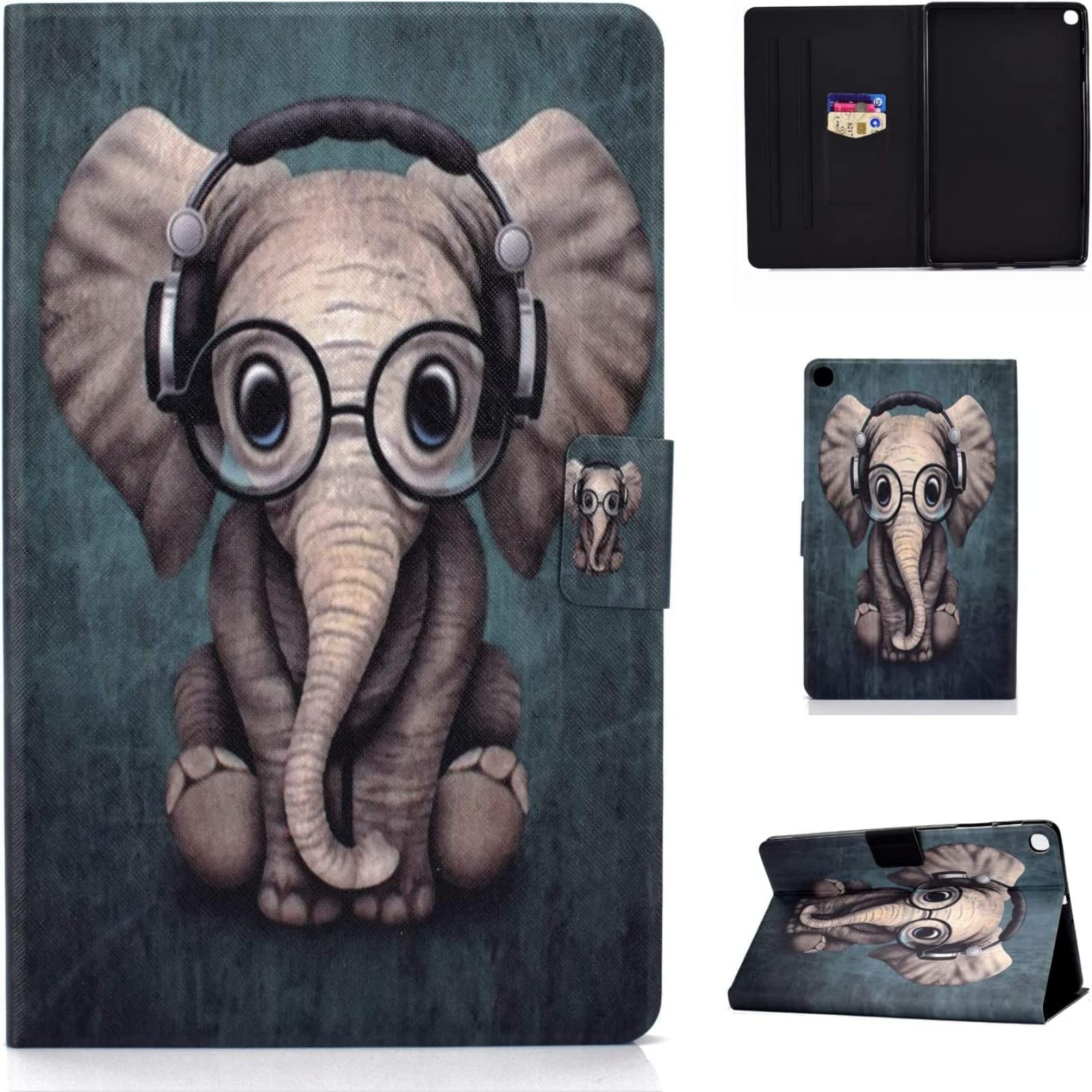 Lspcase Galaxy Tab A 2019 PU Leather Case Flip Folio Stand Cover Magnetic Closure Tablet Protector with Card Slots For Samsung Galaxy Tab A 10.1 Inch 2019 SM-T510 SM-T515 - Baby Elephant