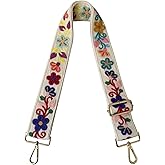 TCOMVEZ Embroidery Flower Purse Strap Replacement Crossbody for Handbags Women Guitar Strap 2 inch Wide Adjustable Bag Straps
