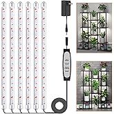 SDOVUERC 16'' 6 Bars Grow Light Strips for Indoor Plants with Auto ON/Off Timer 6/12/18H, 5 Dimmable Levels for Shelves Plant Growing(Pack 1)