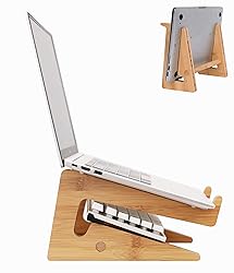 Nuvograin Laptop Stand, Wooden Vertical Laptop