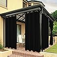 BONZER Outdoor Curtains for Patio Water Resistant Heavy Privacy Sunlight Blocking Grommet Outside Curtains for Porch, Pergola, Gazebo, 1 Panel, 54W x 84L inch, Black