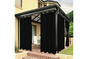 BONZER Outdoor Curtains for Patio Water Resistant Heavy Privacy Light Filtering Grommet Outside Curtains for Porch, Pergola, 
