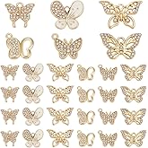 UNICRAFTALE about 48Pcs 6 Styles Butterfly Charms Rhinestone Butterfly Pendants Gold Animal Pendants Metal Pendants Hanging Dangle Crystal Pendants for Bracelet Necklace Earring Jewelr Making