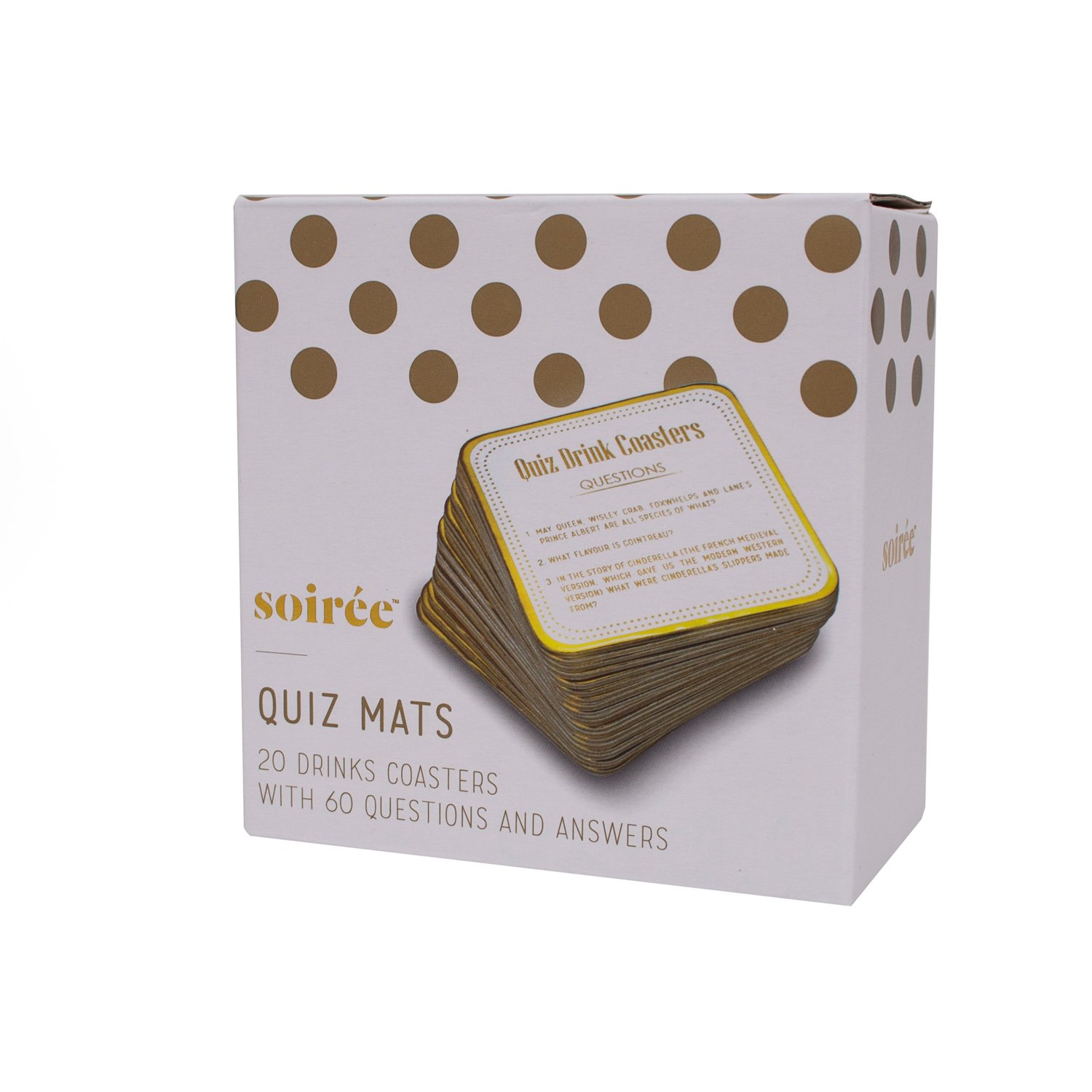 Thumbs Up Quiz Drinks Mats, Paper, Gold, 10 x 10 x 0.2 cm