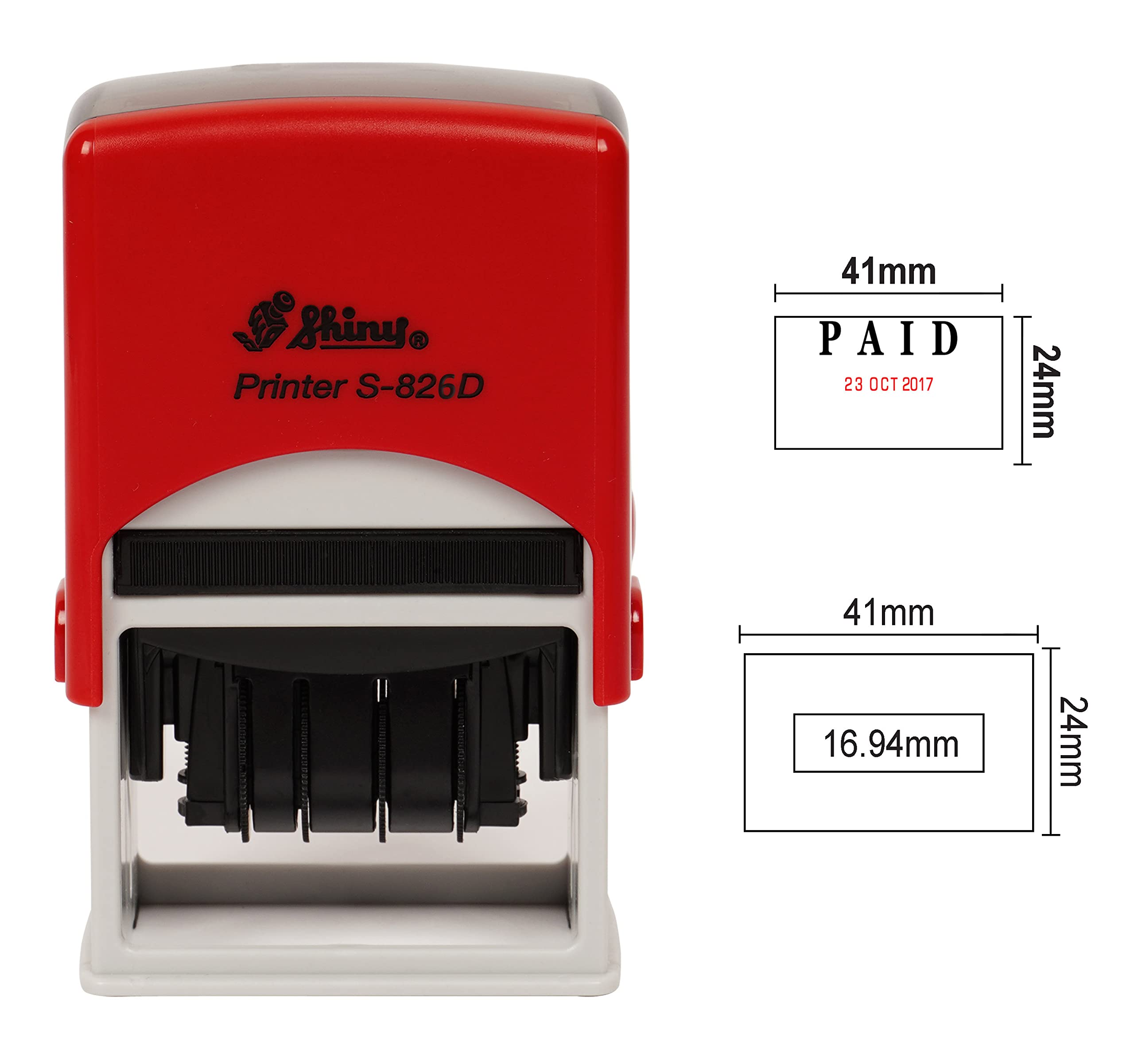 Shiny Date Stamper Self Inking with Paid Text Ofiice Stationery Rubber Stamp S-826D