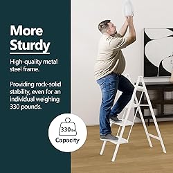 WOA WOA 4 Step Ladder, Folding Step Stool with Wide