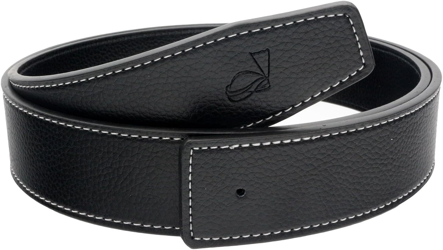 QHA Mens Designer Reversible Leather Belt Strap No Buckle