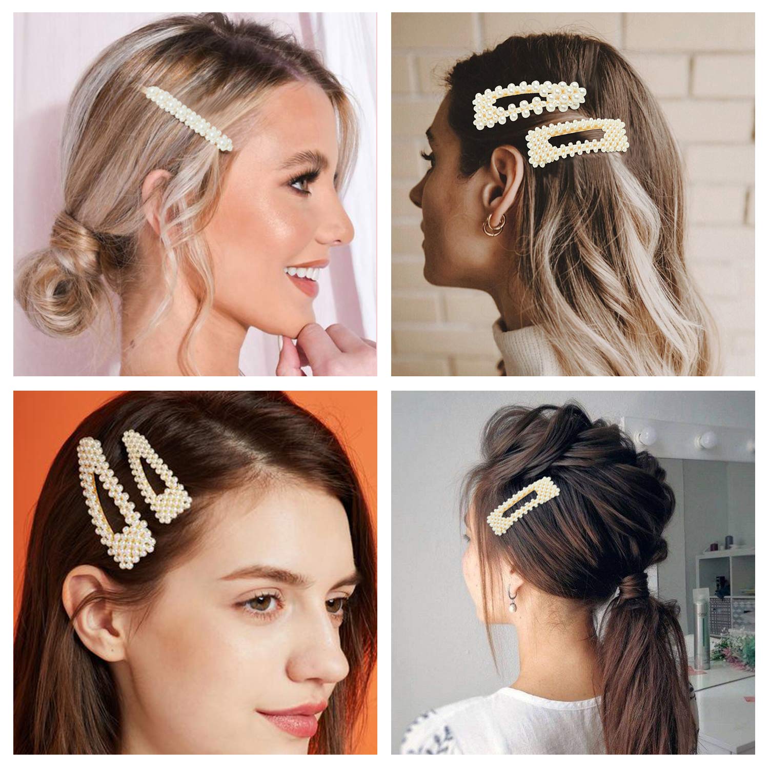 18 Pcs Pearl Hair Clips Large Hair Clips Pins Barrette Hair for Women Girls Fashion Hair Accessories : Beauty