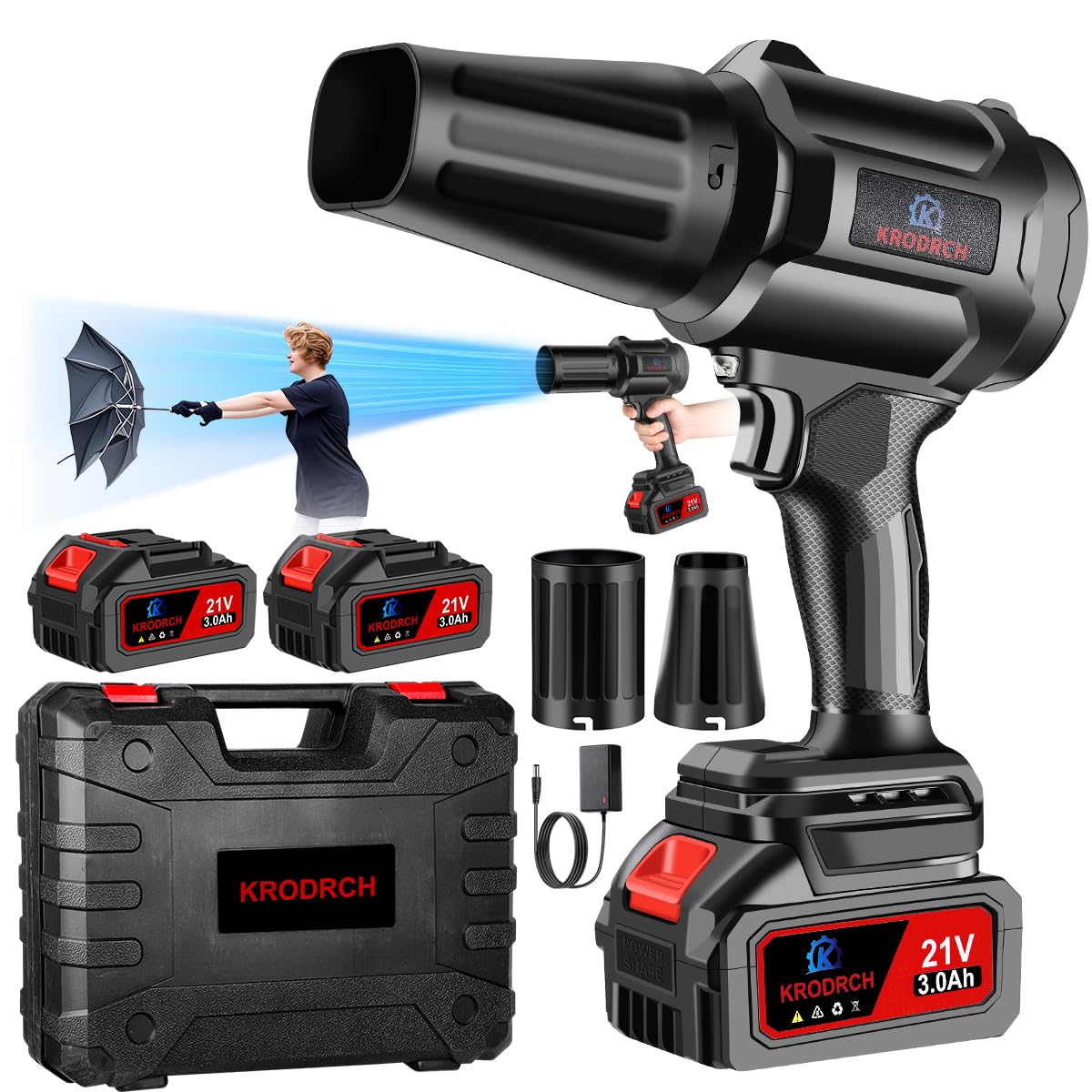 Seese Cordless Leaf Blower With Battery - 300,000 RPM Powerful Handheld Blower For Yard Cleaning & Lawn Care