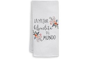 HIWX La Mejor Abuela Del Mundo Decorative Kitchen Towels and Dish Towels, Boho Floral Abuela Grandma Mother's Day Hand Towels Tea Towel for Bathroom Kitchen Decor 16×24 Inches
