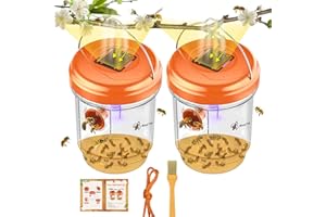 AURONP Wasp Trap Outdoor Hanging,2 Pack Wasp Trap,Yellow Jacket Trap,Carpenter Bee Traps for Outside, Reusable Hornet Trap,Bee Trap for Outdoors