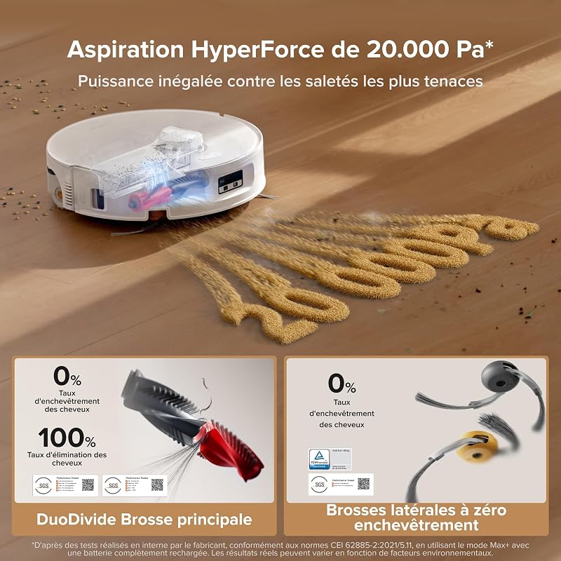 Qrevo Curv 2 Flow Aspirateur Robot Laveur Roller, 20 000 Pa
