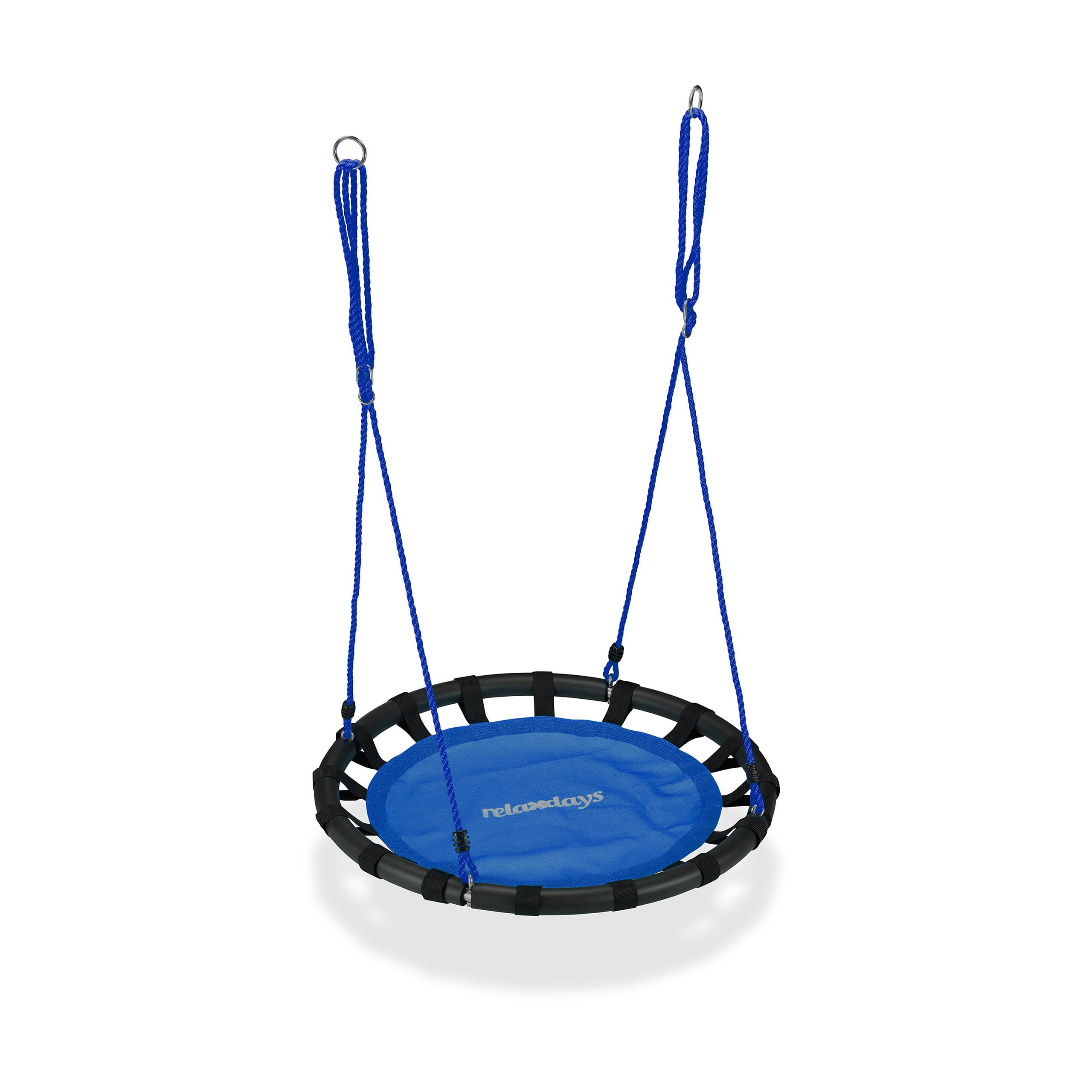 Relaxdays Nest Swing, Round Hanging Swing for Children, Height-Adjustable, Ø: 80 cm, For up to 100 kg, Blue