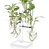 YYHglass Clear Plants Propagation Stations Terrarium Kit Birthday Gift for Women for Indoor Home Office Decor Acrylic Plant Accessories - 4 Love Hear Vase