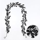 RECUTMS Berry Garland Artificial Black Berry Garland 5.9FT Garlands with Bendable Stems for Christmas Halloween Holiday Fireplace Stairs Table Decor