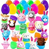 Twister.CK 18 Pack Easter Eggs Filled with Mini Plush Animals Stuffed Toy for Kids Easter Basket Stuffers/Fillers, Easter Eggs Hunt, Easter Party Favor，Gift Exchange, Classroom Prize