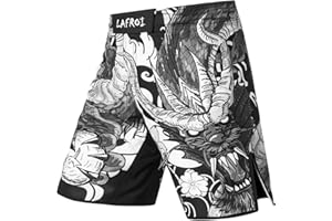 LAFROI Mens MMA Cross Training Boxing Shorts Trunks Fight Wear with Drawstring and Pocket-QJK01