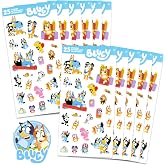 Bluey Stickers Party Favors for Boys &amp; Girls 12 Pack Bundle | Bluey Sticker Sheets for Kids Birthday Party Goodie Bags - Bluey Party Supplies