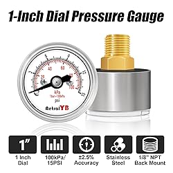 AetralYB 0-15 Psi Pressure Gauge, 1" Dial, 1/8 Npt