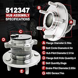 Pair 512347 Rear Wheel Bearing Hub Assembly