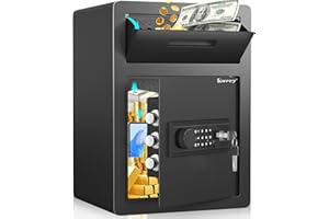 Kavey 2.6 Cub Fireproof Drop Safe, Safe with Drop Slot, Drop Slot Safes with Front Load Drop Box and Digital Touch Screen Keypad, Heavy Duty Money Safe Box for Business Office Home