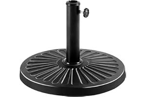 Yaheetech 17.5'' Antiqued Patio Umbrella Base 22-lbs Outdoor Heavy Duty Round All-Weather Umbrella Base Stands for Patio, Outdoor, Black