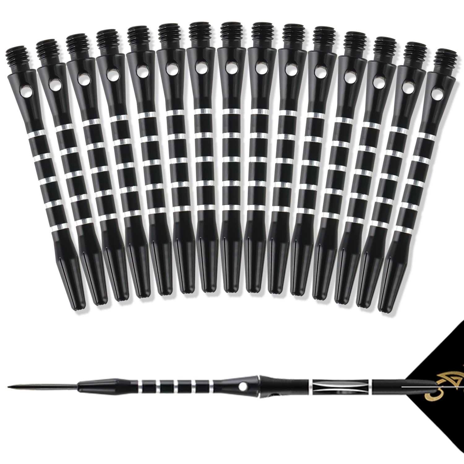Ezydka Dart Shafts 15 Pcs Aluminium Dart Stems, 2BA Thread Darts Accessories Darts Stems, Dart Stems Short Universal Metal Dart Stems, Dart Shafts Replacement Kit