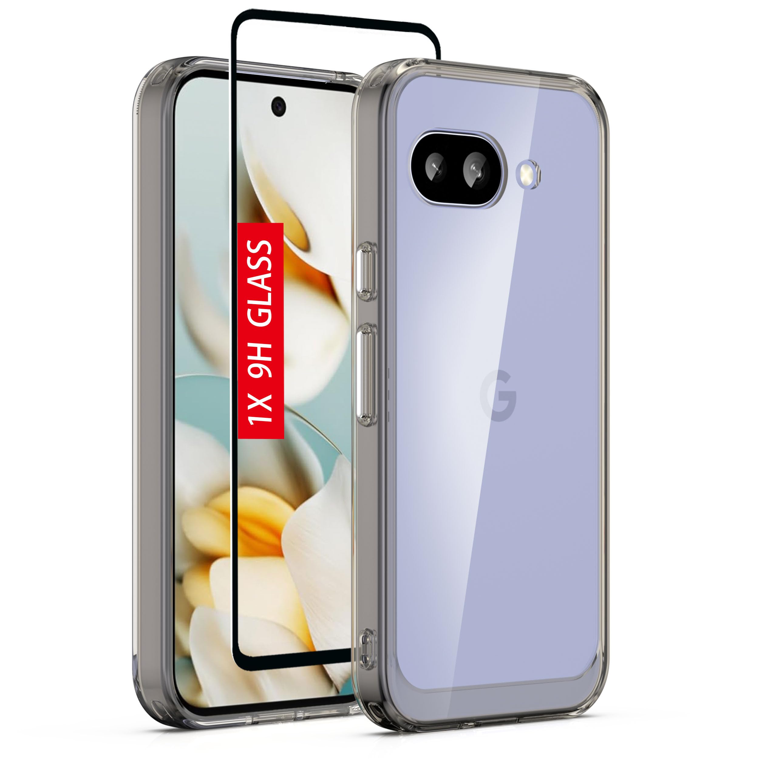 Guarishel for Google Pixel 9a Case: Military-Grade Shockproof Phone Cover with Tempered Glass Screen Protector, Anti-Scratch & Reinforced Bumpers - Clear-Black