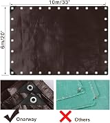 Onarway Tarpaulin 6m x 10m 150GSM Waterproof Ground Sheet Heavy Duty Brown/Black view 2