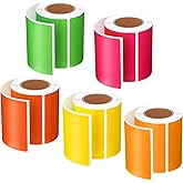 500 Pieces Rectangle Inventory Color Coding Labels 100 Per Roll Fluorescent Name Tag Stickers Thermal Printing Stickers (Fluorescent Color, 2 x 3 Inch)