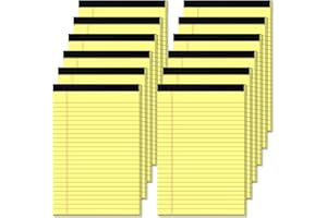 NICHELA 5" x 8" Yellow Legal Pads Writing Pads 12 Pack of Notepad 80gsm Paper Small College Ruled Note Pads Perforated Memo Pads 30 Sheets Yellow Paper Pad
