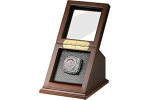 Cooyes Ring Display Case Championship , Sports Baseball Ring Display Case Box for Multiple Rings and for Single/Replica/Softball Ring Display Sports Fan Souvenirs (1 Hole, Walnut)