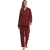 YUSHOW Womens Flannel Pajama Sets Long Sleeve Pj set for Women Soft Comfy Sleepwear with Long Pants Cotton Pj Loungewear Set