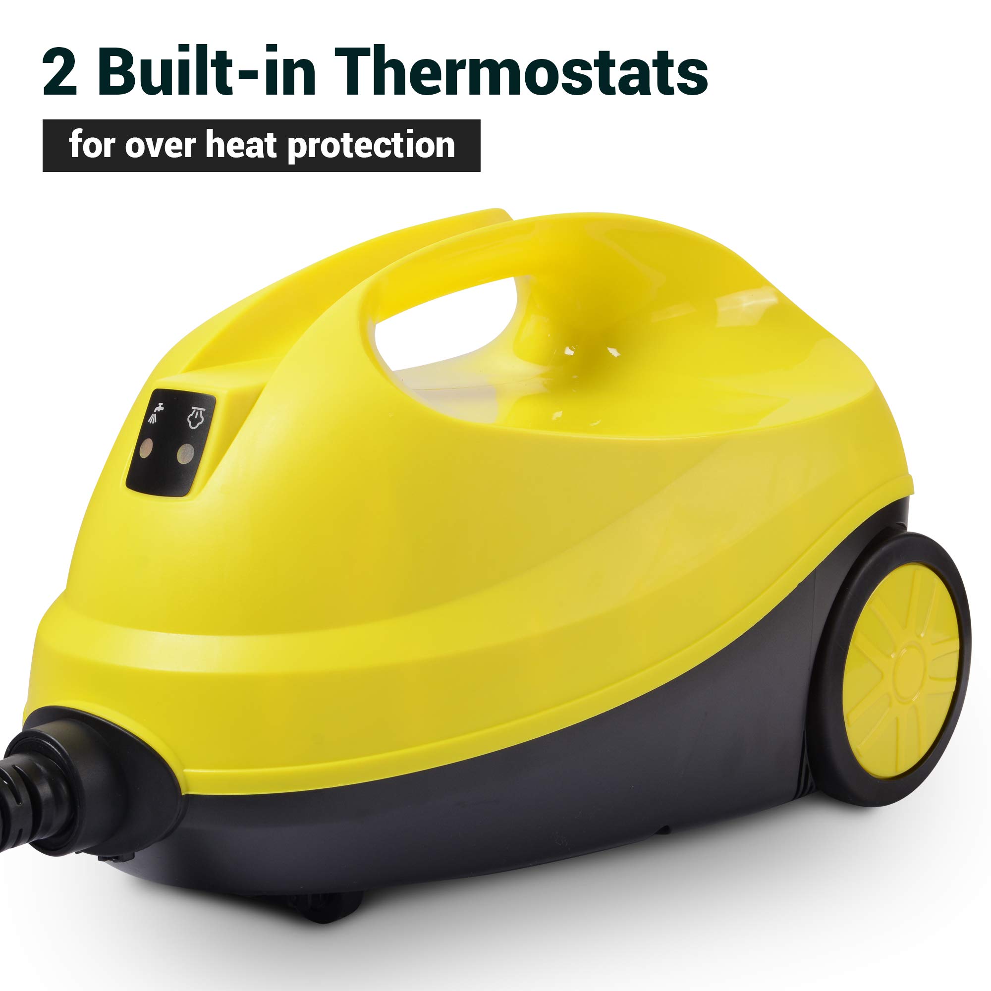 Yescom 1500W Multipurpose Steam Cleaner Heavy Duty Steamer 13 Accessories with 1.5L Tank Non-Chemical Rolling Cleaning Machine for Carpet, Floors, Windows,Mirrors,Glasses and Cars