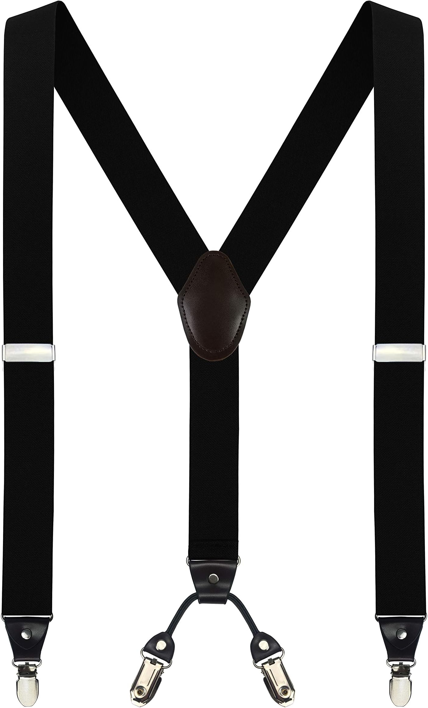 MoulenMen's Y-Back 1.4 Inches Wide 4-Clips Adjustable Suspenders
