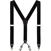 Moulen Men's Y-Back 1.4 Inches Wide 4-Clips Adjustable Suspenders
