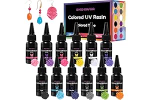 Bond Craftor UV Resin Kit 12 Colors, Opaque Colored UV Epoxy Resin for Jewelry Making, Craft Decoration and DIY, 30g Each