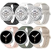 QUANFUN 6 Pack Bands Compatible with Samsung Galaxy Watch 8 40mm 44mm 8 Classic 46mm Watch Bands, Soft Silicone Sport Replacement Watch Bands for Samsung Galaxy Watch 8/8 Classic for Women Men