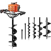 PROYAMA 54cc Post Hole Digger Gas Powered 2 Cycle Earth Auger, 5-Year Warranty Gear Box, 4 Drill Bits 4" 6" 8" 12" + Extensio