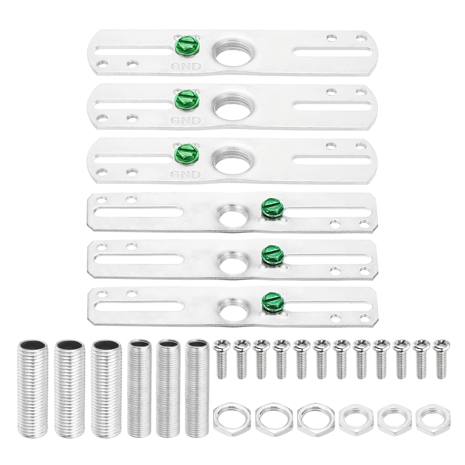 PATIKIL 4" Light Crossbar Kit, 6 Set Universal Light Fixture Mounting Bracket with 1/8IP and 1/4IP Tap Center Hole Ceiling Light Plate Canopy Hardware Set for Chandelier, Silver Tone