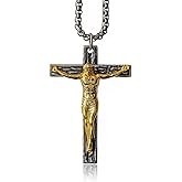925 Sterling Silver Handmade Jesus Christ Crucifix Pendant Necklace for Men Women, Catholic Religious Baptism Gifts