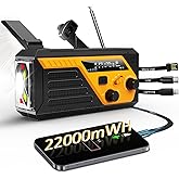 Emergency Radio with 4 Charging Cables, 22000mWh AM FM NOAA Weather Radio, Flashlight, Reading Lamp, SOS Alarm, Phone Charging Hand Crank Radio for Home Outdoor Emergencies.