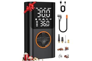 Wishokok Tire Inflator Portable Air Compressor, 4X Fast 150PSI Electric Bike Pump with Gauge and USB Charging Output, LED Lig