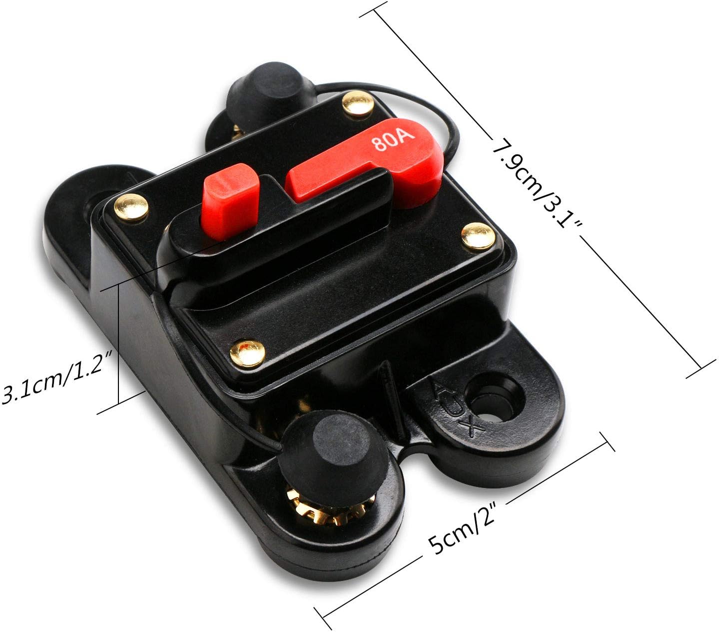 80 Amp Fuse, DROK DC 24V 80A Manual Reset Circuit Breaker Trolling Motor Auto Car Marine Boat Audio Stereo Video Inline Fuse Inverter Power Surge Current Overload Protector: Home Improvement