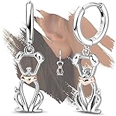 Dog Earrings for Teens Girls Women - Sterling Silver Cute Animal Hypoallergenic Cubic Zirconia Hoops for Sensitive Ears - Lovely Lightweight Loops - Birthday Gifts