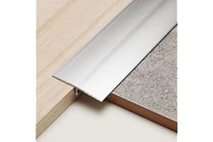 Trimold 3Pcs Aluminum T Molding Trim & Floor Transition Strips, Flat Divider Strip for Door Threshold and Joining Flooring Gaps of Laminate Planks Tile (2.9Ft x 1.6In, Matte Silver)