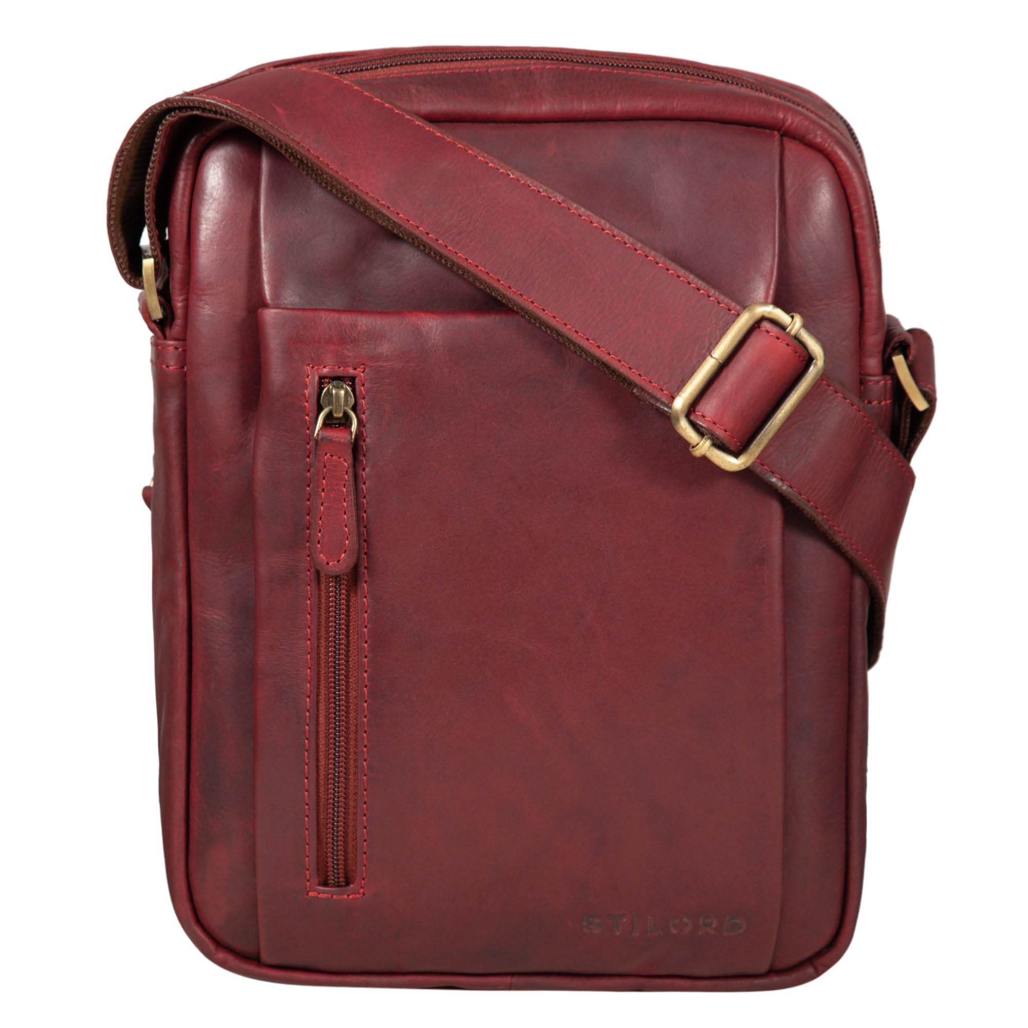 STILORD "Irving" Vintage Leather Bag Shoulder Cross Over Handbag Satcel for 10.1 Inch Tablet and iPad DIN A5 Small Messenger Bag Colour:Rosso